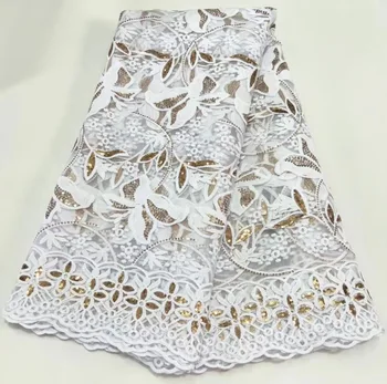 бял африкански тюл дантелен плат 2023 Най-новата френска мрежеста дантелена тъкан с пайети за шиене Нигерия Birdal сватбени рокли MH5402
