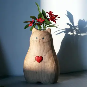сладък котка форма цвете ваза уникален декоративна смола котка орнаменти изкуство занаяти за трапезария спалня магазин хол учебна стая