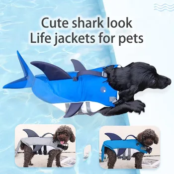 Summer Pet Dog Clothes Shark Shape Dog Swimsuit Dog Vest For Small Medium Dogs Clothing Cat Product Dog Supplies Pet Accessories
