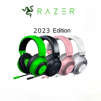 Razer Kraken 2023 Headworn черно и бяло зелено розов кристал 7.1 компютърна игра музика кабелен микрофон за слушалки