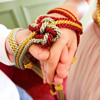 мъниста хубава сватба handfasting кабел елегантен плетен панделка