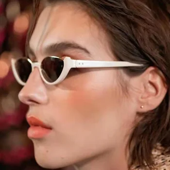 Нов малък котешки око слънчеви очила жени мъже модерен реколта нюанси очила мода шофиране колоездене слънчеви очила половин рамка слънчеви очила