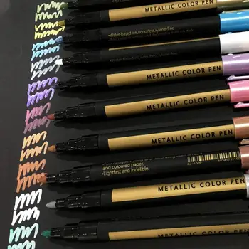 Реколта метални маркер писалки набор от 10 цвята боя маркери за черна хартия скрапбукинг занаяти карта вземане керамика графити