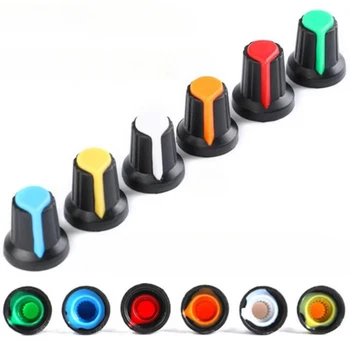 12pcs Превключвател на копчето за потенциометър (бутон Разнообразие от цветове) AG2 Пластмасово копче за диаметър 6mm Plum Handle WH148 капачка за превключване