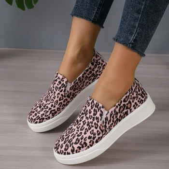 Големи леопардови печатни плоски обувки за жени 2023 Ново свободно време Lefu една стъпка студент кръг Toe единични обувки за жени