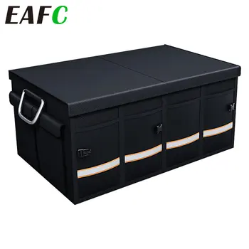  Кутия за съхранение на багажника на автомобила Преносима многофункционална сгъваема кутия за съхранение на открито Организатор на багажника за съхранение на пътувания за камиони SUV Trunk Box
