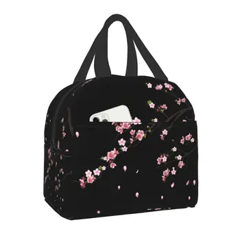 японски сакура клон изолирани обяд чанта за жени преносим водоустойчив цвете цветен черешов цвят охладител термичен Бенто кутия