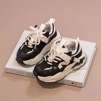2023 Детски маратонки за момичета обувки Mesh дишаща малко дете момчета обувки меки подметка бягане детски обувки Универсален кампус тенис