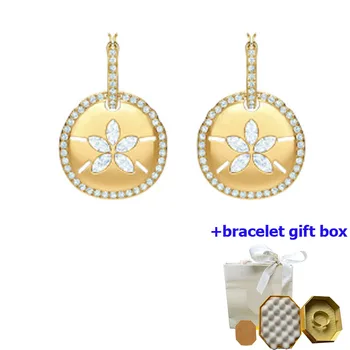 Висококачествени златни кръгли диамантени обеци с цветя за жени, повишаващи темперамента, красотата и безплатна доставка