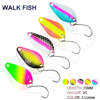 WALK FISH 1бр лъжица риболов примамка 2.5CM/2G цветни пайети изкуствени твърди примамки плувна стръв с единична кука джиг пъстърва бас lurre