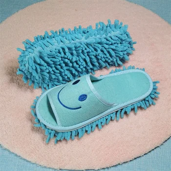 Миещи се мързеливи чехли за почистване на подове Микрофибърно почистване на подови чехли Подвижни моп обувки Домакински инструменти за почистване на пода