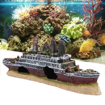 Аквариум Титаник Изгубени Wrecked лодка кораб аквариум декорация орнамент Wreck резервоар аксесоари пещера скрие подслон смола домакинство