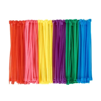 600 броя (100 на цвят) малки цветни цип връзки 4inch многоцветни цип връзки за декориране на мрежести гарлянди