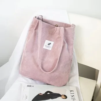 Кадифе пазарска чанта за жени 2023 Женски момичета Ежедневни чанти Мека тъкан за многократна употреба Достъпни чанти за рамо на купувача