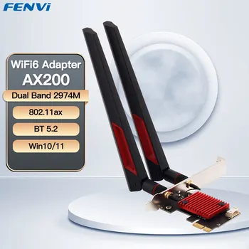 3000Mbps WiFi 6 PCIE безжичен адаптер AX200 802.11ax двулентов 2.4G / 5Ghz за Bluetooth5.2 настолен PCIE безжичен адаптер Win10/11