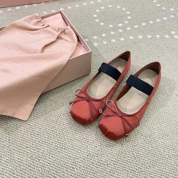 семейни плоски балетни обувки 2023 лято нов стил bowknot с обувки за танци дамски единични обувки