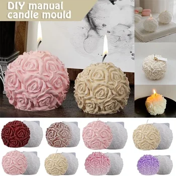 3D Силиконови форми за розови топки Ароматни свещи Сапунени форми Занаятчийска смола Глинена мазилка Мухъл Сватбени инструменти за декориране DIY подаръци Домашен декор