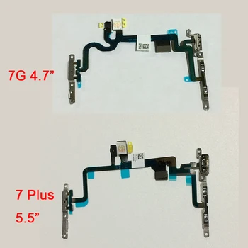 10Pcs/lot Оригинален нов захранващ превключвател за включване / изключване на звука Flex кабел с метална скоба за iPhone 7G 4.7 