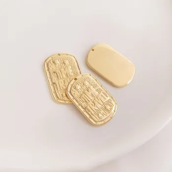2PCS 14K злато напълнени мода английски писмо правоъгълна висулка DIY ръчно изработени за бижута материали Колие висулка аксесоари