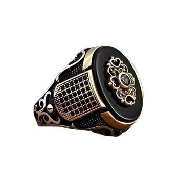 Алуминиев пръстен Черна корона Мъжки европейски и американски ретро Нов пръстен за бижута