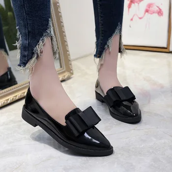 BCEBYL 2023 пролетна мода нов плътен цвят Bowknot заострени пръсти случайни ниски обувки дамски плоски помпи Chaussure Femme