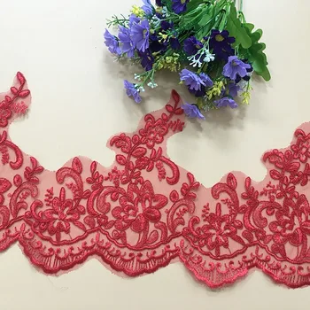 9Yards Печени червени кабели дантела подстригване сватбена рокля булчински рокля DIY шиене занаят сватба апликация безплатна доставка
