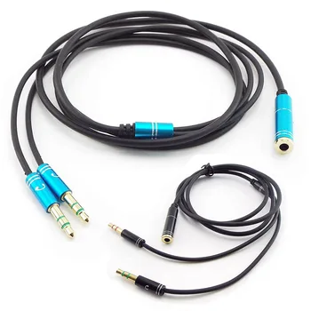 3.5mm жак микрофон слушалки аудио сплитер aux удължителен кабел женски към 2 мъжки слушалки аудио конвертори за телефон компютър