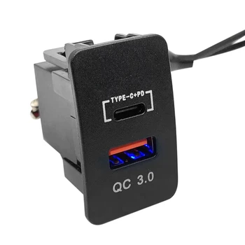 36W двоен USB адаптер за бързо зарядно QC3.0 тип C + PD гнездо за табло LED волтметър за Honda CIVIC Accord HR-V ДЖАЗ СИТИ