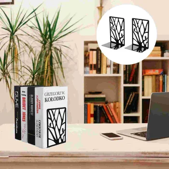 2бр Метална Bookend декоративна книга рафт настолен книга организатор за домашен офис настолна декорация орнамент черен