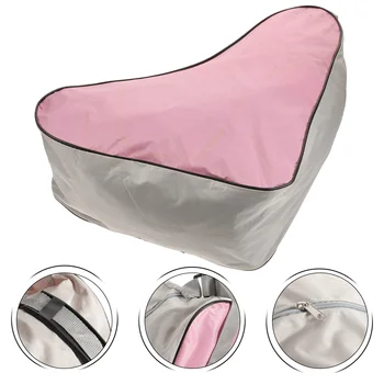 Mesh кърпа голяма пазарска чанта кънки триъгълник чанта рамо чанта пакет с голям капацитет (розово)