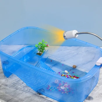 Костенурка аквариум резервоар с платформа местообитание за костенурки костенурка развъждане многофункционални зони- дъното дренаж-щепсел B03E
