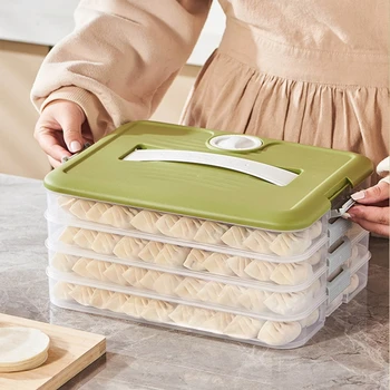 3 4 слоя контейнер за съхранение на храни Прозрачна кутия за консервиране на храни за кухненска и хладилна кутия за кнедли добре запечатана