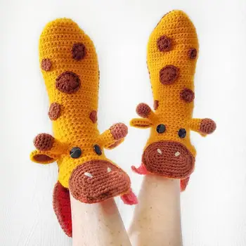 Смешни животински чорапи Жени Смешни животински плетени чорапи Новост Размит лаком крокодил Хранене Чорапи за крака Зимни пролетни топли чорапи