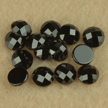 Продажба 3 ~ 8 мм черен цвят кръгла форма плосък обратно база шахматна дъска нарязани кубичен циркон камък хлабав синтетични CZ скъпоценни камъни за бижута