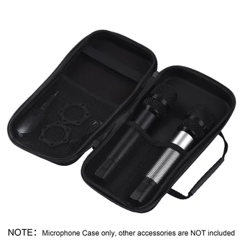 Калъф за микрофон Двойни микрофони Чанта за носене Кутия за съхранение на микрофони Калъф за носене Водоустойчив удароустойчив черен за микрофони