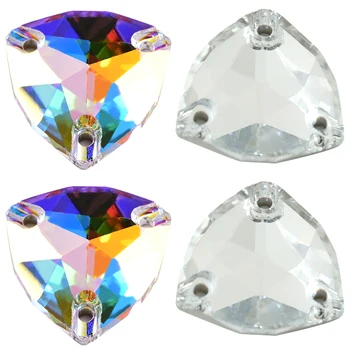 AAAAA Belvel Най-високо качество кристал и кристал AB мазнини триъгълник стъкло шият на кристали плосък обратно шевни камъни за сватбена дреха