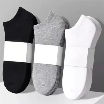 Бели чорапи къси спортни твърди мъже 5/10pairs дишаща глезена жени невидими Sox сив памук мъжки цвят черен