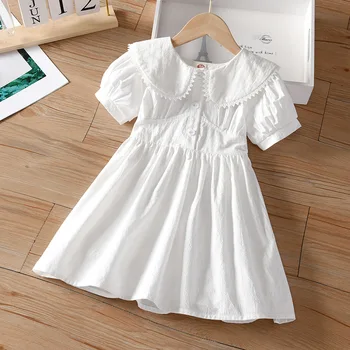 Лятна рокля за момичета Дантела обвита бебешка деколте къс ръкав момиче принцеса рокли Детски дрехи
