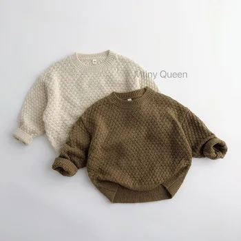 Детски пуловер Mohai пролет есен пуловер пуловер хлабав детски пуловер зимни твърди кръг врата палто момчета плета пуловер