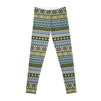 Fair Isle Green-Blue Клинове за физически спортни панталони клин панталони повдига задника натиснете нагоре чорапогащи за дамски клинове