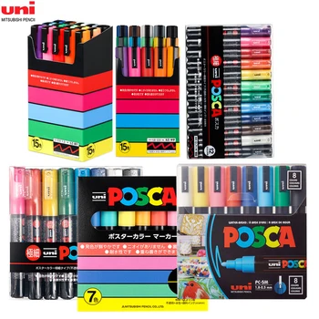 Uni Posca маркер писалка комплект PC-1M PC-3M PC-5M 7C 8C 12C 15C 16C акрилна боя писалки Posca писалки 29 цвята комплект изкуство маркировка живопис