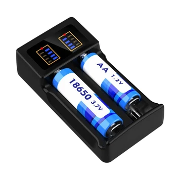 2 слот Универсална акумулаторна батерия LCD за 1865021750 21700 Зареждане на батерията за AA / AAA зареждане
