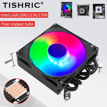TISHRIC ITX CPU охладител 4Pin PWM RGB 4 топлинни тръби въздушен охладител Intel LGA1700 1150 1155 1156 115X 1200 процесор охладител вентилатор