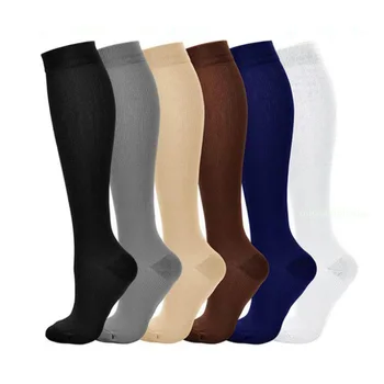 1 чифта компресионни чорапи мъже жени бягане туризъм баскетбол на открито спортни чорапи коляното дължина еластични чорапи участък чорап