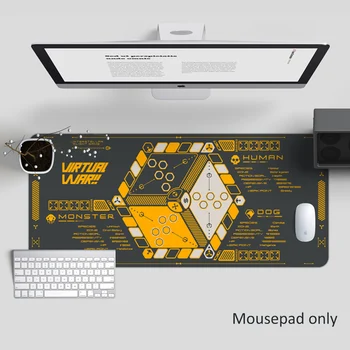 Virtual War Design Голям размер Gaming мишка подложка естествен каучук против хлъзгане жълт черен сив домашен офис компютър подгъване маса мат