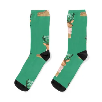 Коледа е тук - смешно елени Чорапи коледен подарък Чорапи мъж Мъж Чорапи Дамски