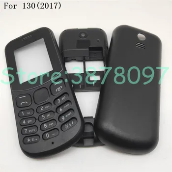 оригинален за Nokia 130 2017 TA-1017 Нов пълен пълен мобилен телефон жилища с лице случай + батерия задната врата + английски клавиатура + лого