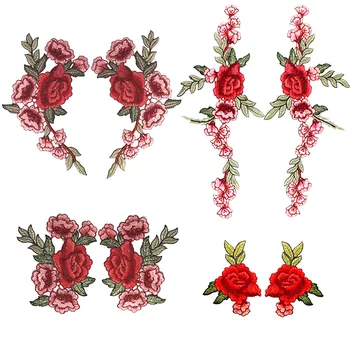 2Pcs/Set бродерия роза цвете кръпка апликация DIY занаяти Stiker за дънки шапка чанта дрехи аксесоари значки шият или желязо на