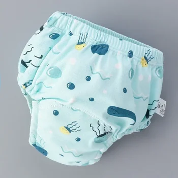 Шестслойни водоустойчиви памук за многократна употреба Бебешки тренировъчни панталони Бебешки шорти бельо бельо пелена бельо пелена промяна кърпа