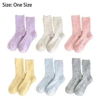 Есен Зима Дамски чорапи Dot Warm Middle Tube Socks Удебелени плътни вълнени чорапи Удобни дишащи